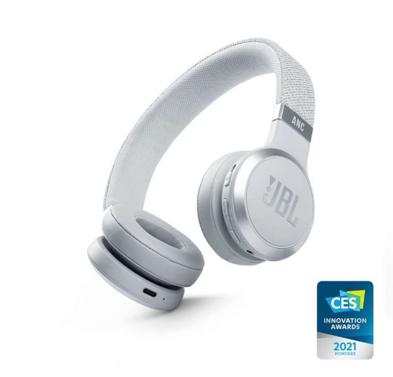 JBL Live 460NC On-Ear Bluetooth Headphones, Adaptive Noise Cancelling  White